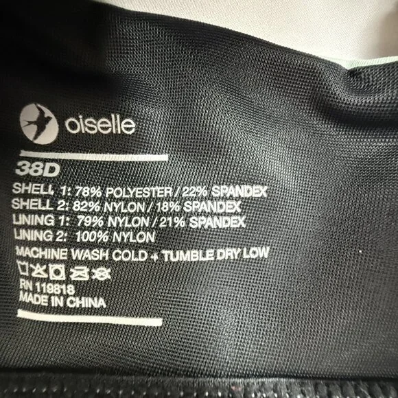 OISELLE Sports Bra Light Mint Green. Size Women's 38D.Double Straps.Padded.